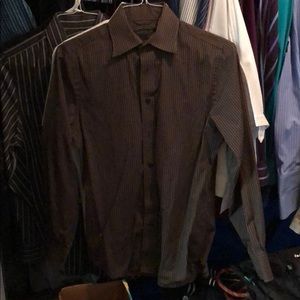 Express, brown, striped, button-down